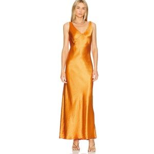 Vince V-neck Maxi Slip Dress in Marigold